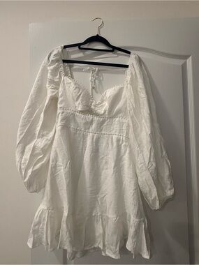 Selfie Leslie White Long Sleeve Mini Dress
